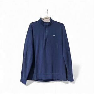 NWOT Vineyard Vines Solid Saltwater Quarter Zip Navy Cotton Pullover